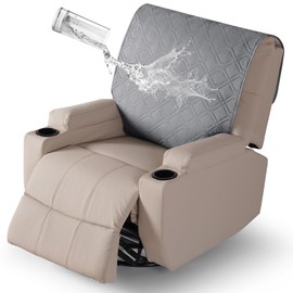 VANSOFY Recliner Chair Covers 100% Waterproof Backrest Cover Reclining Cover Non-Slip Dog Chair Cover Furniture Protector Washable Slipcover Elastic Straps for Pets, Dogs(Light Gray)