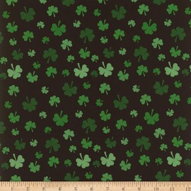 Cotton St Patrick Shamrocks Black, Fabric by the Yard
