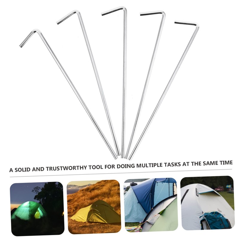 KOMBIUDA 20pcs Heavy Duty Iron Tent Stakes for Camping Awnings