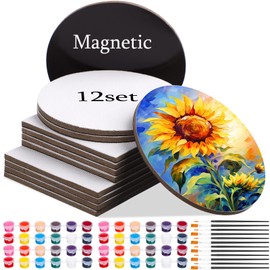 12 Set Magnetic Painting Canvas Kit Small Magnet Canvas Panels Mini Painting Board Paint and Sip Set for Fridge Arts Watercolor Acrylic Paint Easter Crafts Project(Mixed Styles,Assorted Sizes)