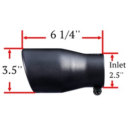 Exhaust tip -2.5'' Inlet Bolt on Design - Stainless Steel Car Muffler Tips 2.5" ID x 3.5"OD x 6 1/4"L (Black)