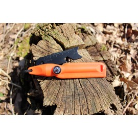 geddid Fire Starter Flint for Survival Camping Outdoor Bushcraft in Plastic Housing with Metal Scraper, Compass, Bottle Opener - Orange