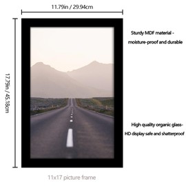 Fisnish 11x17 Picture Frame Set of 5, Black Poster Frame for Horizontal or Vertical Wall Mounting