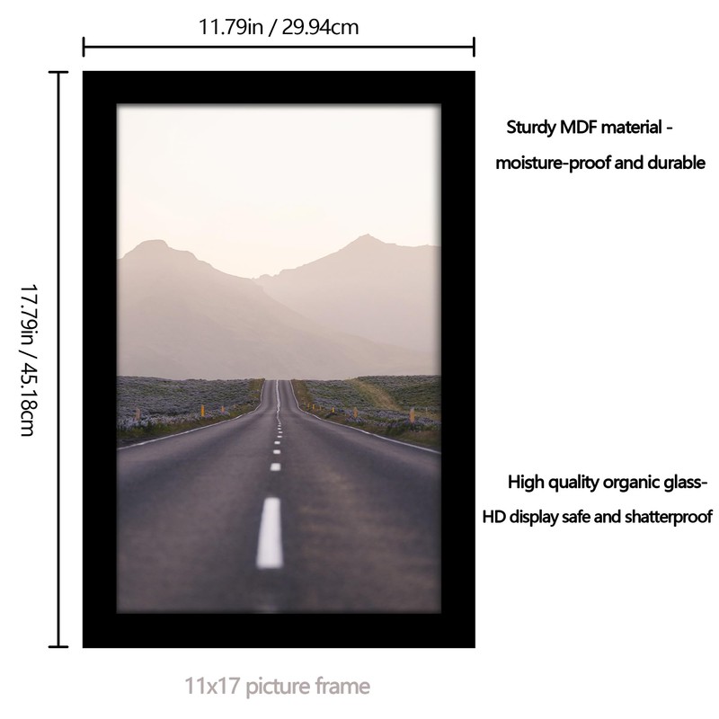 Fisnish 11x17 Picture Frame Set of 5, Black Poster Frame