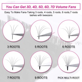 Volume Eyelash Extensions D Curl 13mm Blooming Lashes Extension 0.07 Automatic Flowering Easy Fan Lashes Self Fanning Eyelashes (0.07-D, 13mm)