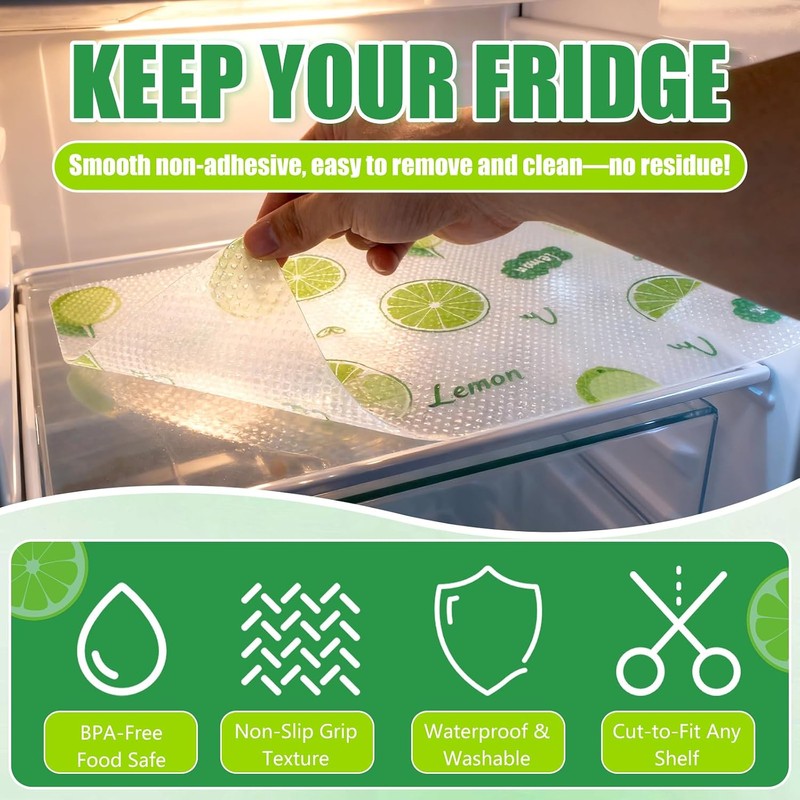 4pcs Waterproof Refrigerator Liner Set - Washable EVA Fridge Mats