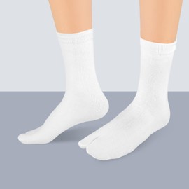 KALIONE 6 Pairs Flip Flop Socks, Elastic Tabi Socks Cotton Split Two Toe Socks Non Slip Ankle Socks with Toes for Women Men(White)