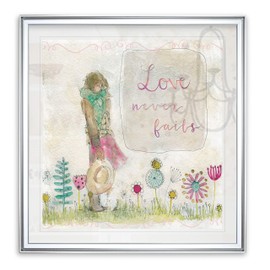 Sketchbook Love Quotes Wall Decor Painting Shabby Chic Pink Flower Art Framed Colorful Giclee Prints Wall Decor - Silver Frame