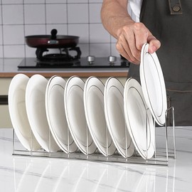 MINGFANITY Small Bowl Drainer,Stainless Steel Bowl Drying Rack for Kitchen Counter Organizer Storage, Storage Shelf, Chrome (1 Dish Rack and 1 Bowl Rack)