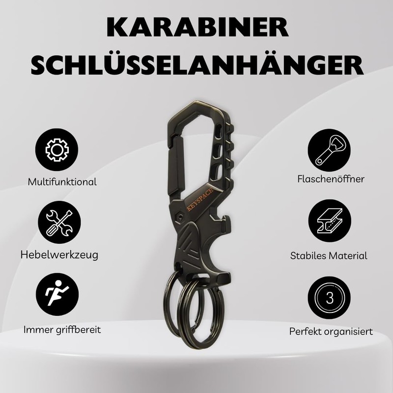 KEYSPACE Keyring Carabiner with Bottle Opener – Key Release with