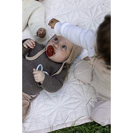 BIBS Chupones Couture Pack de 2, Tetina redonda de látex natural, Talle 2, Color Iron/Baby Blue, 6 a 18 meses, Hecho en Dinamarca