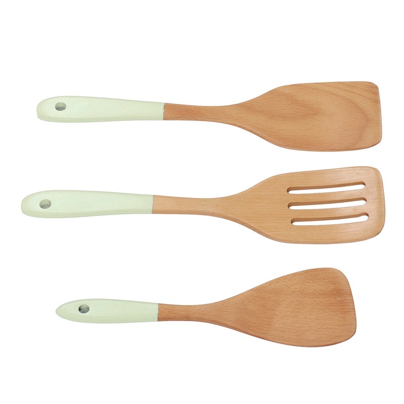 3Pcs Wooden Spatula Set Heat Resistant Light Weight Kitchen Cooking