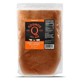 Kosmos Q Honey Chipotle Killer Bee BBQ Dry Rub, Sweet and Spicy Seasoning with Sugar, Chipotle, Garlic, and Paprika for Ribs, Pulled Pork, Chicken, Dry Rub For Smoking and Grilling Meat, 16 Oz Bag