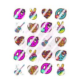 1960's Retro Hippie Peace Love Waterslide Nail Decals
