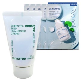 Innisfree Green Tea Hyaluronic Acid Moisturizing Cream Tube 50mL+Retinol Cica Trace Ampoule Gel Mask (23mL) 5 sheets / 이니스프리 그린티 히알루론산 수분크림 튜브 50mL+레티놀 시카 흔적 앰플 겔 마스크 (23mL) 5매