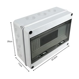 Royouzi Surface-Mounted Distribution Box, IP65 Fuse Box, Surface-Mounted, Sub-Distribution Surface-Mounted with Brass Terminals for Garden or Outdoor Areas, Villas, Charging Stations (12 Modules)