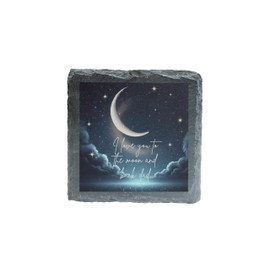 Slate Coaster - Love You to the Moon and Back, Dad Elegant Night Sky Design (slco-kf25-moon&bkdadkvd)