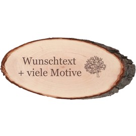 Geschenkissimo Bark Board XXL with Engraving, Name + Motif, Oval Bark Serving Plate, Gourmet Plate, Party Plate, Cheese Plate, Rustic Tree Disc, 40 cm