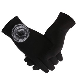 Belle Dame Women’s Touchscreen Gloves Texting Gloves Winter Gloves Driving Gloves Warm Lining with Pompom (GL506-BK)