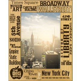 Saddle Mountain Souvenir New York City Key Places Laser Engraved Wood Picture Frame Portrait (4 x 6)