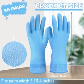 Gandeer 36 Pair Reusable Household Gloves Long Rubber Dishwashing Gloves Kitchen Cleaning for Dishes Clean Gardening(Blue,L)