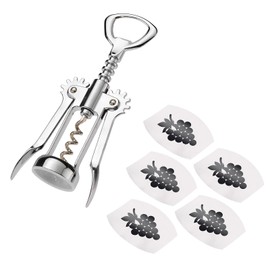 Westmark 602022E6 Corkscrew Set, 6 Pieces, Lever Corkscrew + 5 Wine Pourers, Steel/Plastic, Safety, Silver/Black