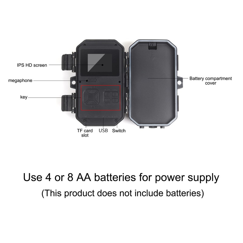 30MP Trail Camera 2 Inch IPS LCD Color Screen 4K