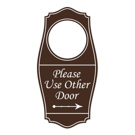 Signs ByLITA Please Use Other Door Door Hanger - Dark Brown, 4" x 8"