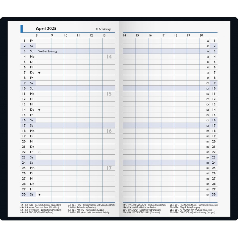 BRUNNEN Pocket Diary Model 750 (2025), 2 Pages = 1