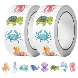 EPCDBBRT 2 Rolls Of Marine Animal Stickers, Children’S Cartoon Stickers, Decorative Stickers, Cute Stickers, Can Be Used To Decorate Water Bottles, Luggage, And Notebooks