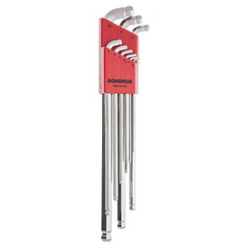 Bondhus 77099 Stubby Double Ball End L-Wrench Set with BriteGuard Finish and Extra Long Arm, 9 Piece