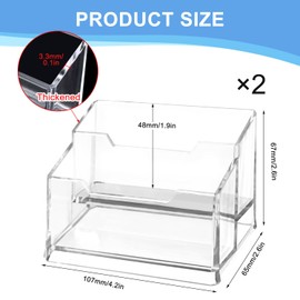 BSTDAYEVER Business Card Holder Acrylic Business Card Stand Business Card Stand 2 Pieces 2 Compartments Business Card Holder Transparent Business Card Holder Display Table Stand for Office Home
