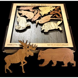 Creative Crafthouse Forever Wild -Animals of the Adirondacks wood brain teaser puzzle - original USA