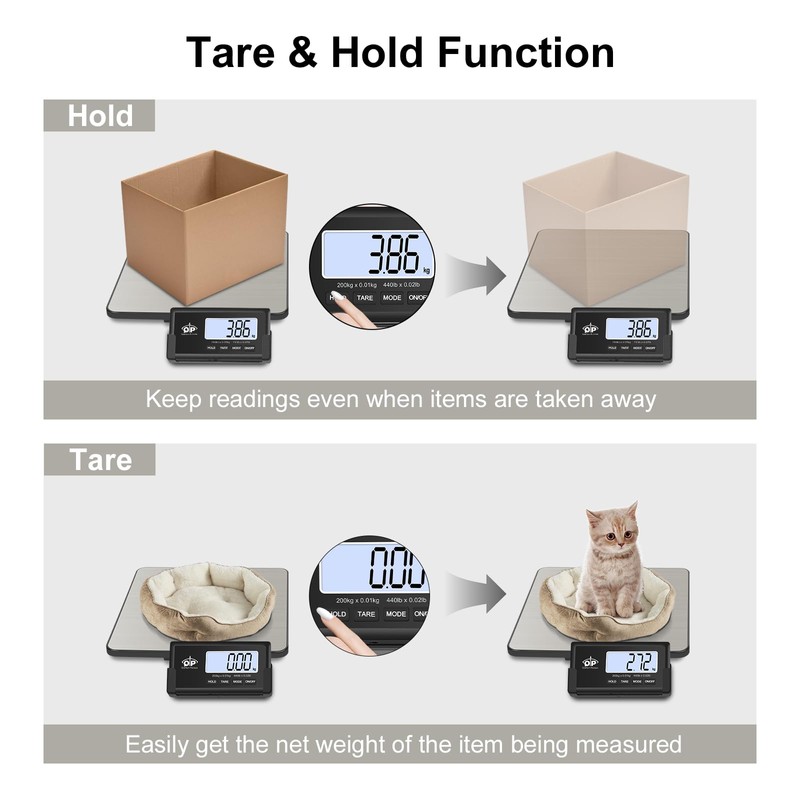 QP Shipping Scale, 440 lb/0.35 oz High Accuracy Digital Postal