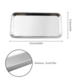 Tabanzhe Stainless Steel Tray Dental Lab Tools Instruments Supplies Rectangular Tray For Lab, Bathroom Organiser, Tattoo Tool Tray