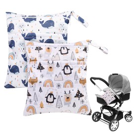 SubTack Wetbag Kindergarten – 2 Stück Wetbag Nasstasche mit Reißverschluss, Wiederverwendbare Wet Bag für Windeln, Kleidung, Reisen, Unterwegs, wasserdichte Nasstasche für Kita, Schwimmen, Sport