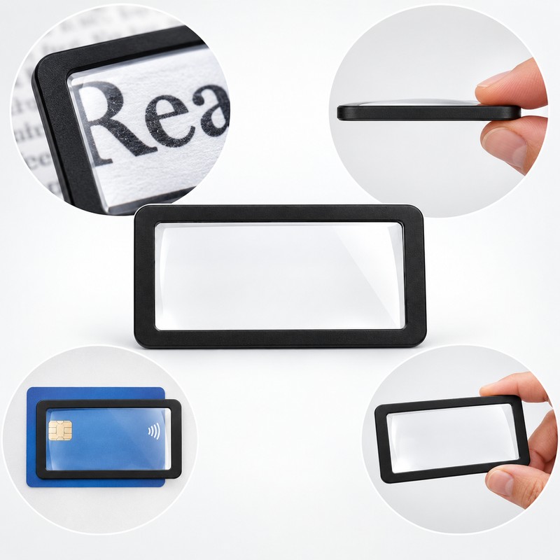 1–10Pcs Portable Card-Sized Magnifying Glass – Slim Pocket Magnifier for