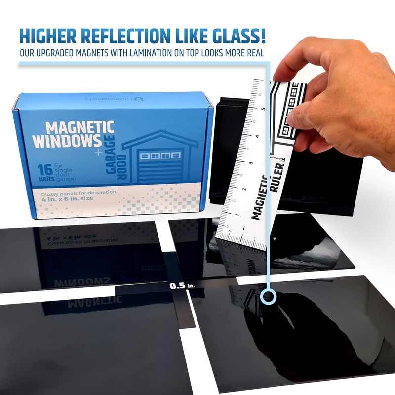 Strong & Glossy Magnetic Garage Door Windows - Fits 1
