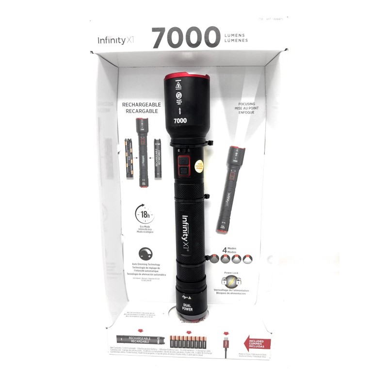 Infinity X1 7000L Dual Power Rechargeable Flashlight 7000 Lumen CREE