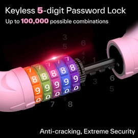 Sportneer Bicycle Lock Combination Lock with Numbers and High Security Level Chain Locks Bicycle 5-Digit Resettable Wheel Barrier with Chain Made of Hardened Steel 6 mm x 100/110/120 cm