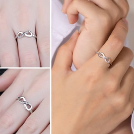925 Sterling Silver Rings for Women Love Knot Rings Adjustable Open Finger Spring Rings Jewellery Gifts Crossed Rings for Women with Zirconia, Sterling Silver, No Gemstone