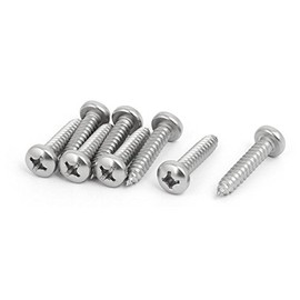 IIVVERR M6.3x30mm 316 Stainless Steel Phillips Pan Head Self Tapping Screws 8pcs (M6.3x30mm 316 Acero Inoxidable Phillips Pan Head Roscado Tornillos 8 unids