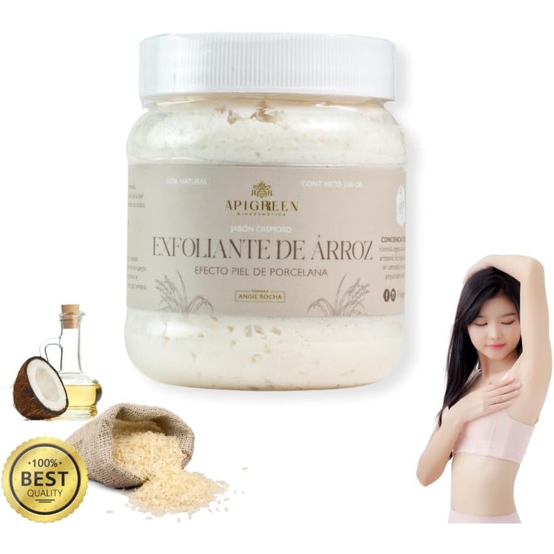 Jabón Exfoliante de Arroz Corporal APIGREEN Piel Suave y Luminosa