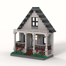 Building Bricks Toys MOC City Farm Country One Family House Kit Flowers Lamps Base Plate Awesome Build and Display Model for Adults Birthday Gift for Kids for Ages 4+ ABS Plastic