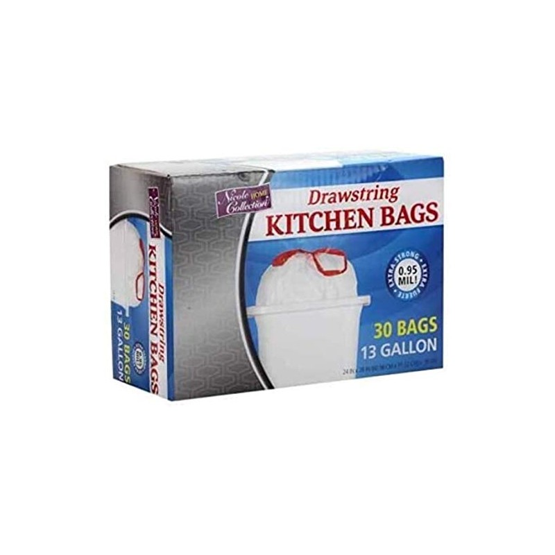 Kingzak White Tall Kitchen Drawstring Trash Bag | 13 Gallon