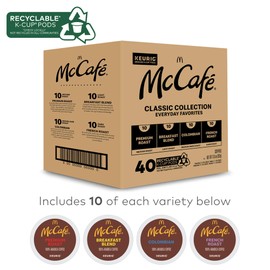 McCafé Classic Collection, Single-Serve Coffee Keurig K-Cup Pods, Classic Collection Variety Pack, 40 Count