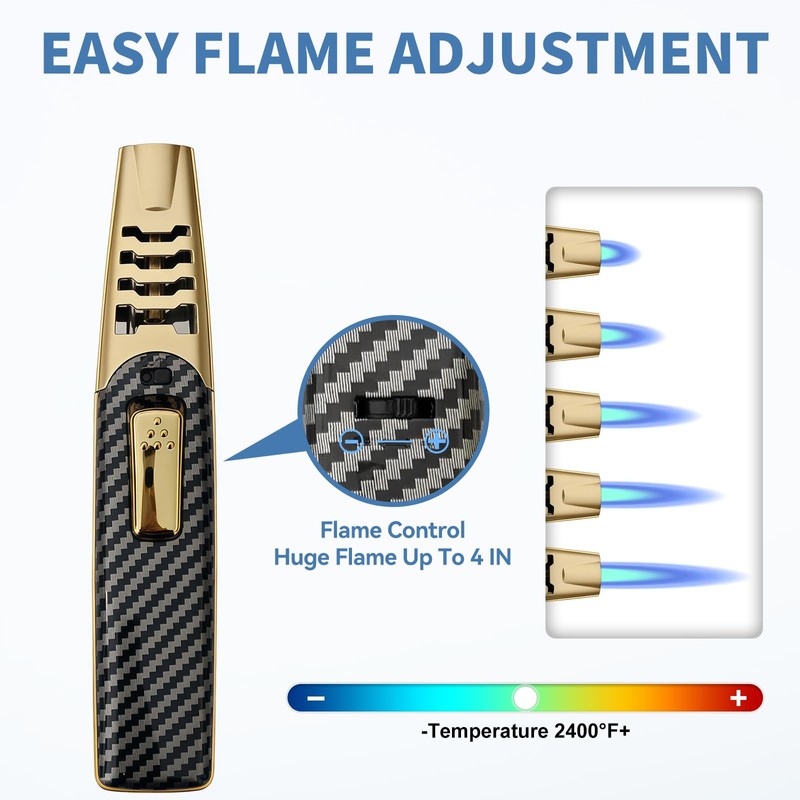 ZQMW Torch Lighter, Butane Lighter, Adjustable Big Jet Flame Butane