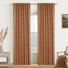 Boho Farmhouse Blackout Curtains 84 Inch Length 2 Panels Set for Bedroom Living Room,Rustic Floral Terracotta Rust Patterned Western Black Out Curtains 84 Inch Long