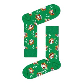 Happy Socks Unisex Printed Tiger Combed Cotton Socks (Bright Green, numeric_10)