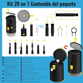 LYBH-HJY 20 En 1 Kit De Limpieza De Electrónica Multifuncional,Limpiador De Teclado/Laptop,Cepillo De Limpieza De Teclado Multifuncional para La Limpieza De Cámaras Digitales,Computadoras (Negro)